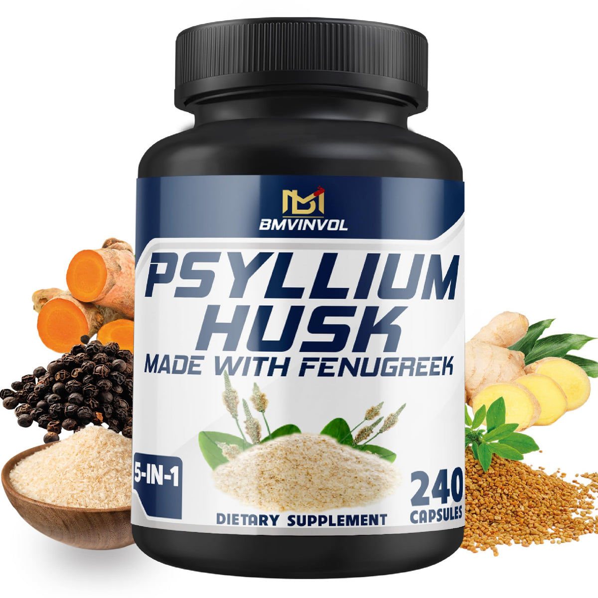 BMVINVOL capsules de psyllium 240 capsules vue de face