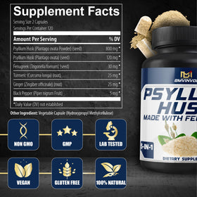 BMVINVOL capsules de psyllium flacon ouvert avec capsules