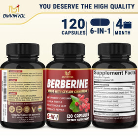 BMVINVOL Complément Alimentaire 120 Capsules Berbérine Complexe ouvert avec capsules