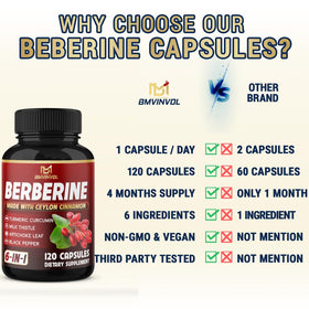 BMVINVOL Complément Alimentaire 120 Capsules Berbérine Complexe sur une table