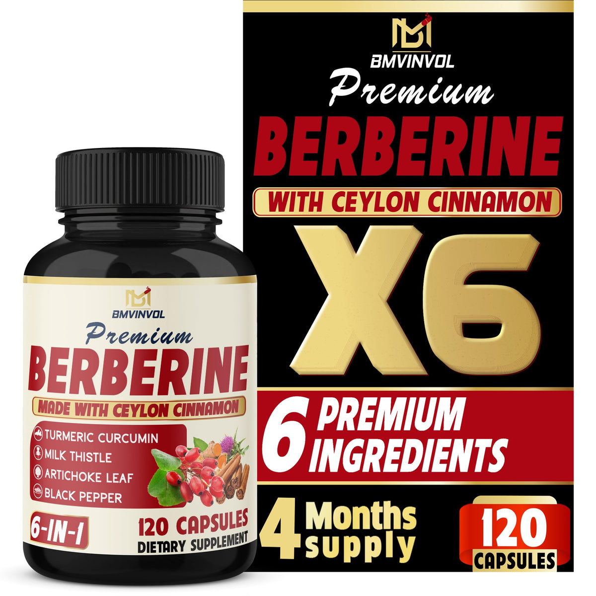 BMVINVOL Complément Alimentaire Berbérine 120 Capsules vue avant