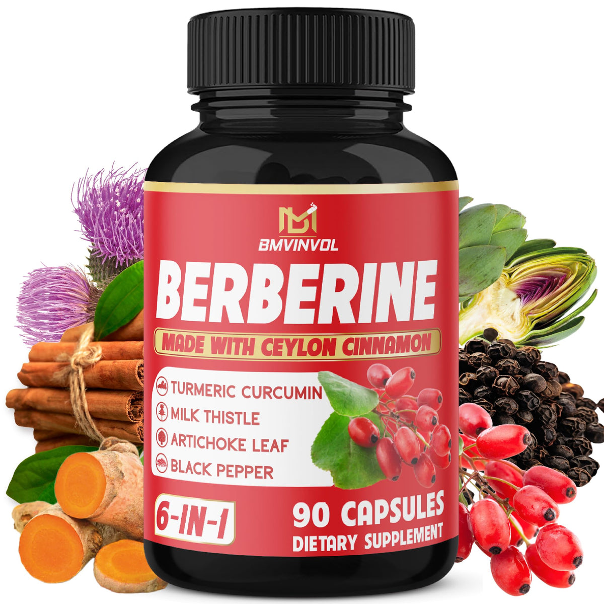 BMVINVOL Complément Alimentaire Berbérine 90 Capsules vue de face
