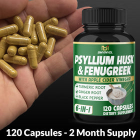 BMVINVOL Complément Alimentaire Psyllium 120 Capsules avec ingrédients naturels