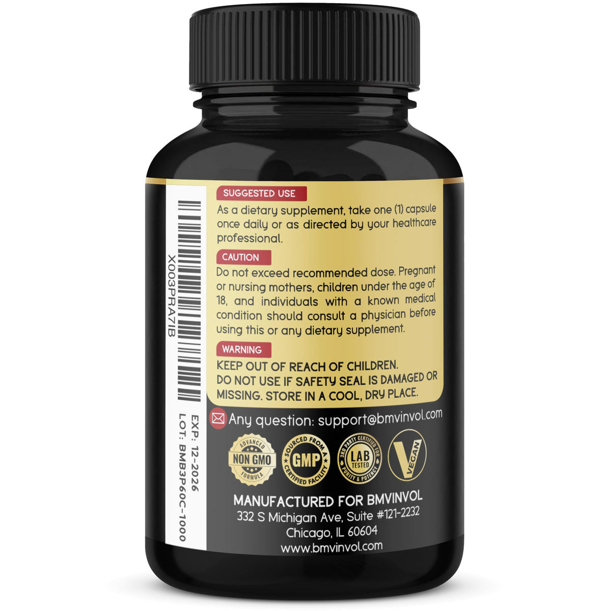 BMVINVOL Complément avec ingrédients naturels - capsules sur fond blanc