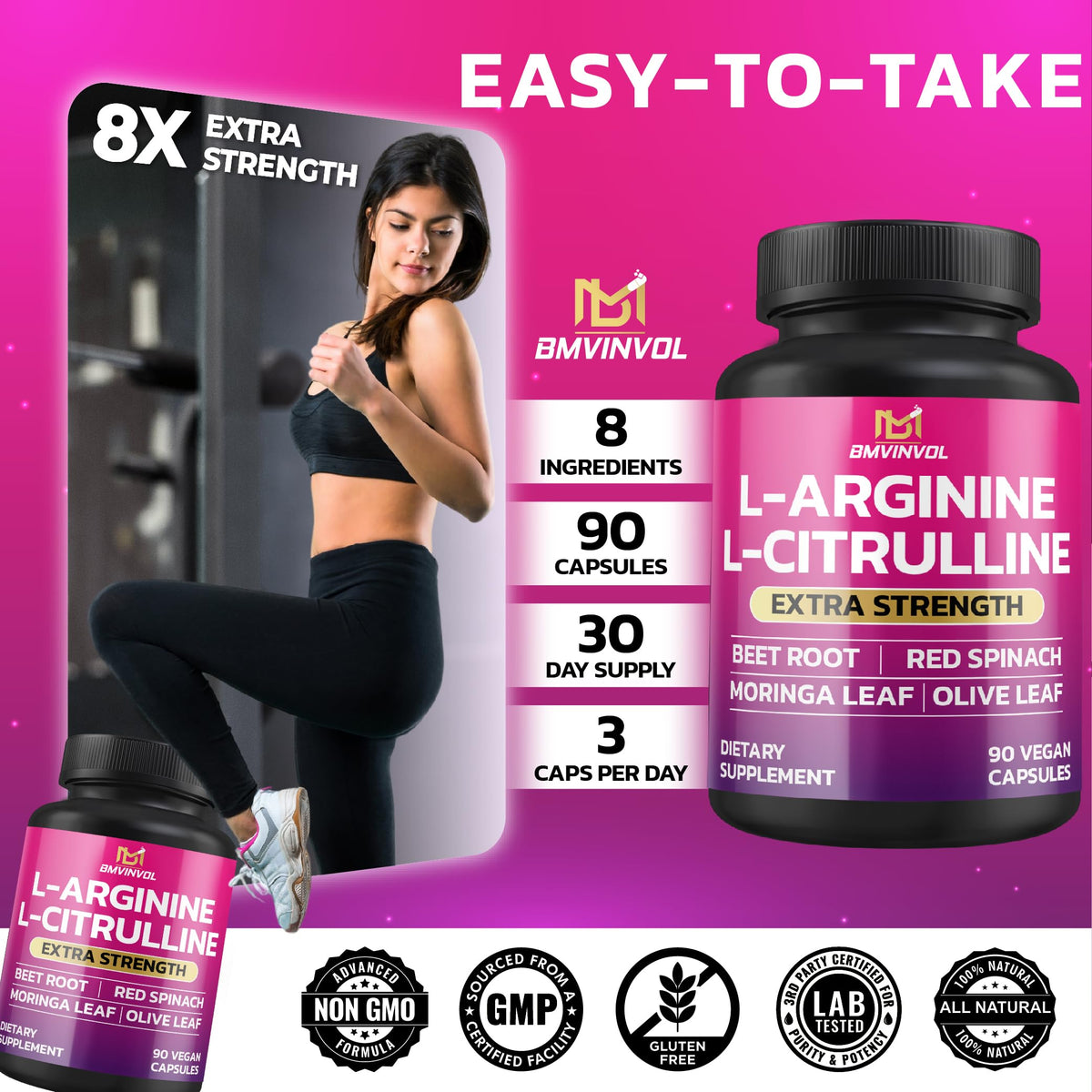 BMVINVOL L-Arginine capsules avec betterave et moringa