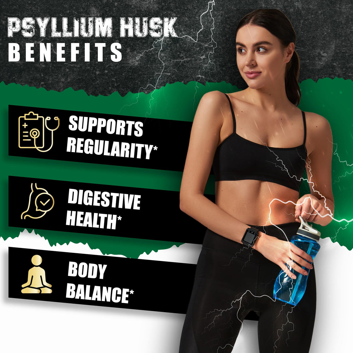 BMVINVOL Psyllium avec ingrédients naturels en arrière-plan