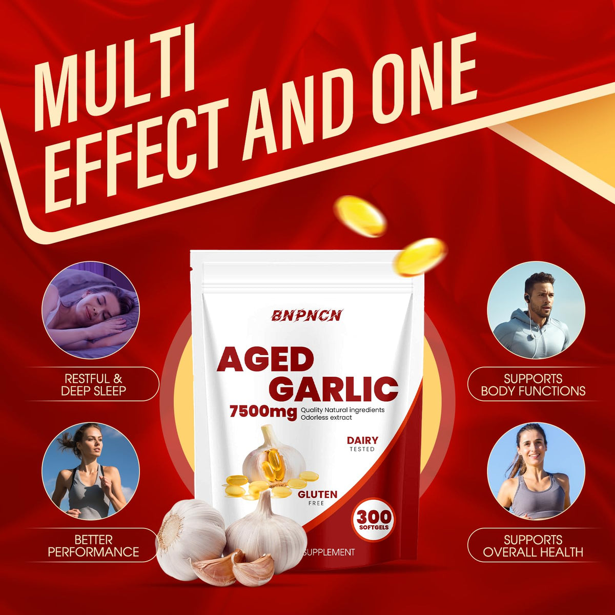BnPnCn Extrait d'Ail Vieilli 7500mg 300 gélules souples vue arrière