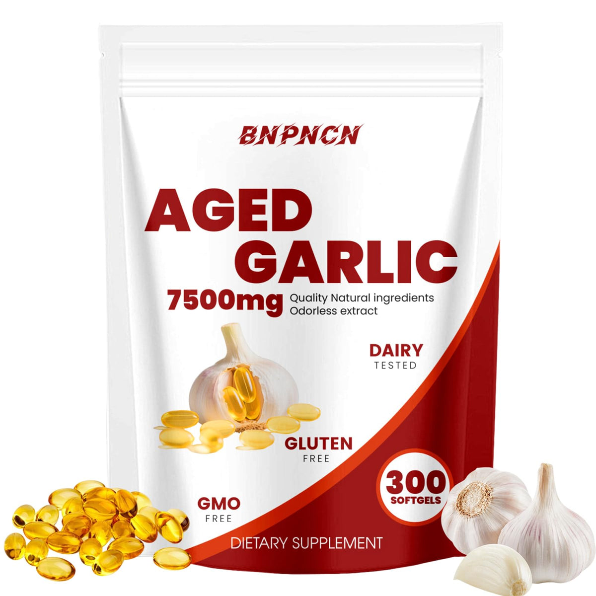 BnPnCn Extrait d'Ail Vieilli 7500mg 300 gélules souples vue avant