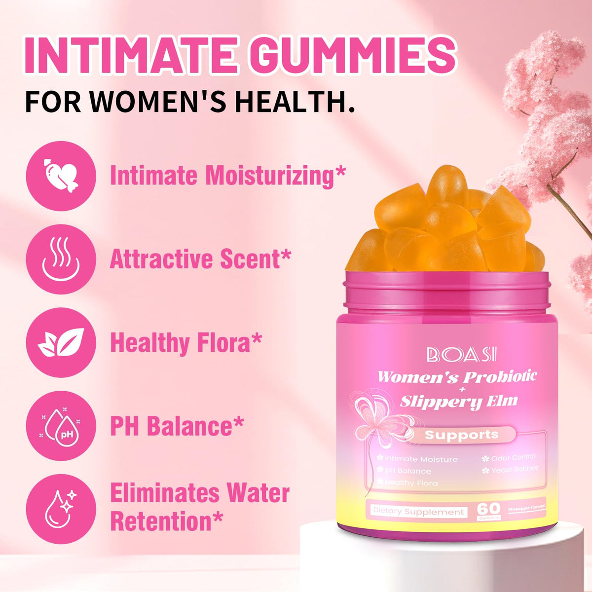 Boasi Gélifiés à l'Huile de Slippery Elm pour Femmes - gélifiés sur une table