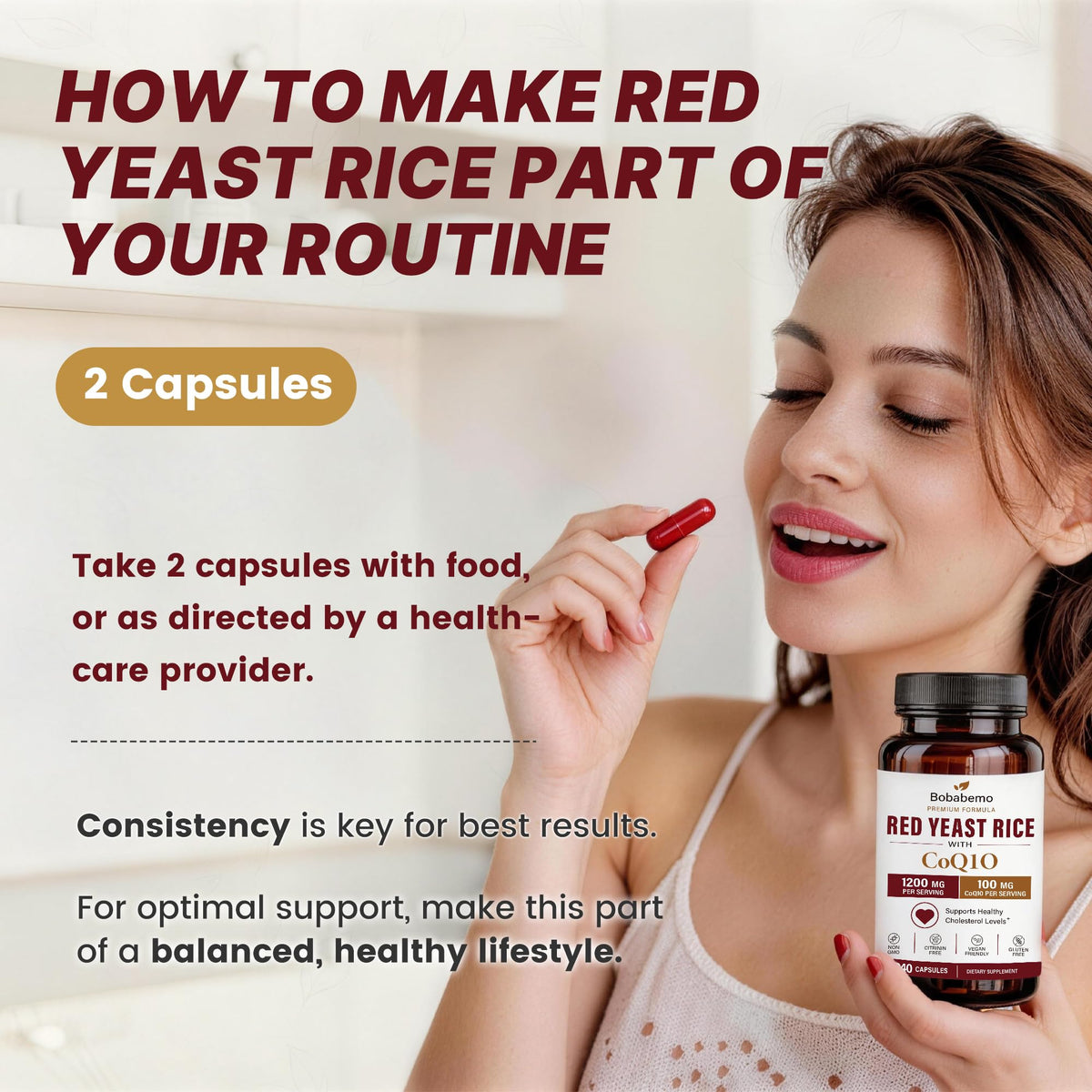 Bobabemo Riz de Levure Rouge avec des pilules à côté