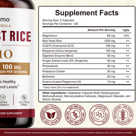 Bobabemo Riz de Levure Rouge sur une table avec des ingrédients naturels
