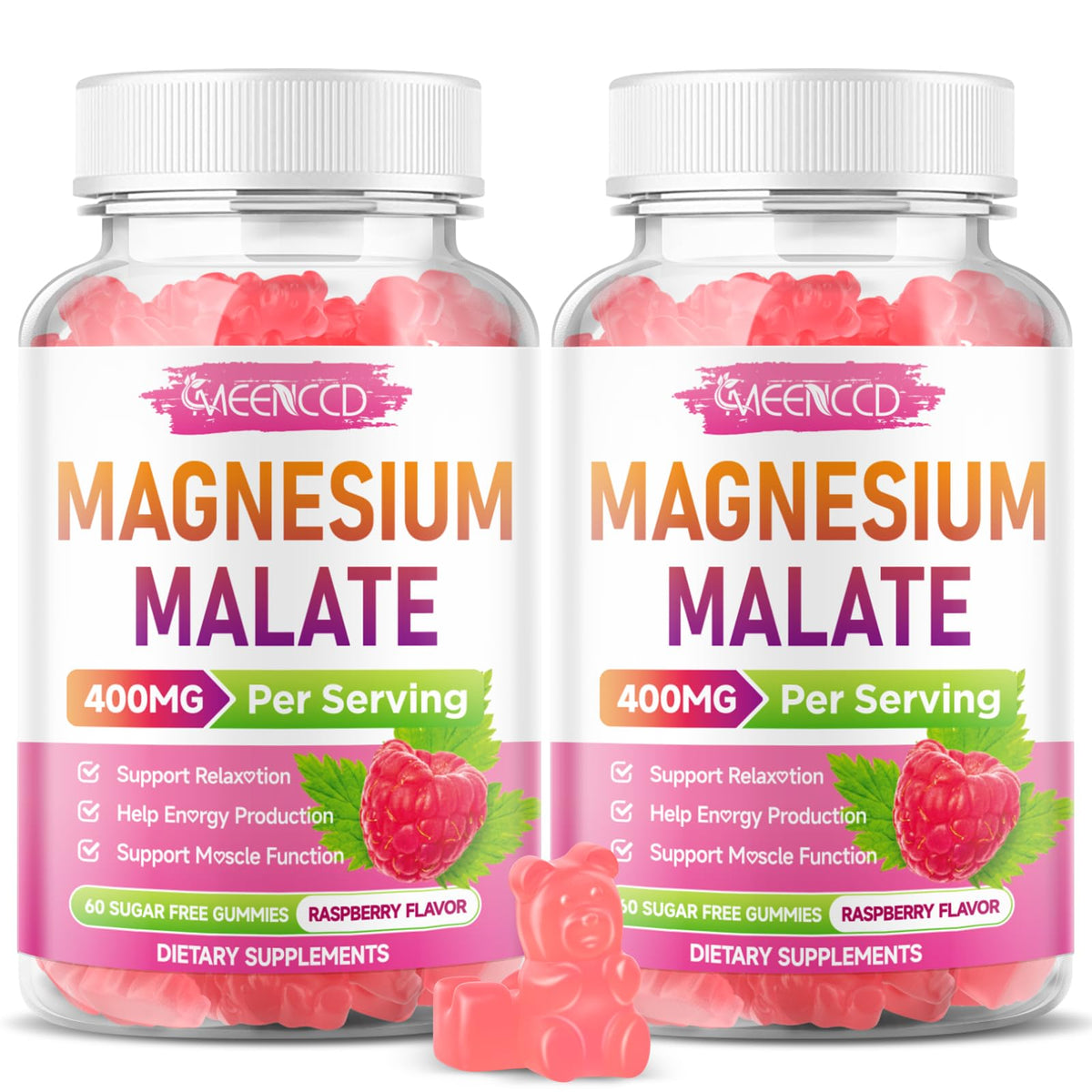 Bocal de gummies de magnésium malate MEENCCD vue de face