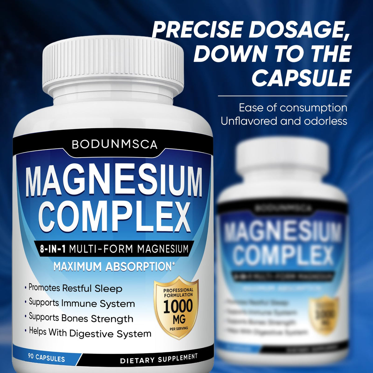 BODUNMSCA Complexe de Magnésium 1000mg 8-en-1 Capsules avec d'autres compléments