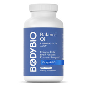 BodyBio Balance Oil 399g bouteille vue avant avec étiquette
