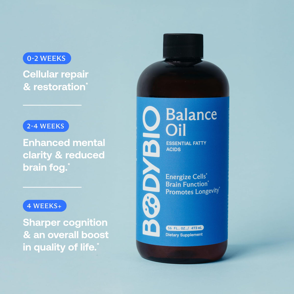 BodyBio Balance Oil bouteille vue de côté
