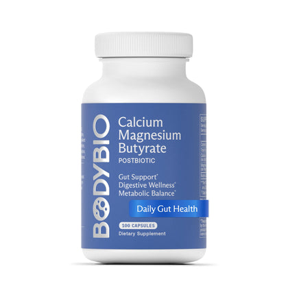 BodyBio Butyrate Calcium Magnesium 120g - vue avant du produit