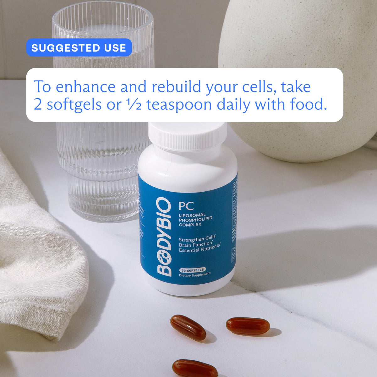 BodyBio PC Phosphatidylcholine 209g vue arrière