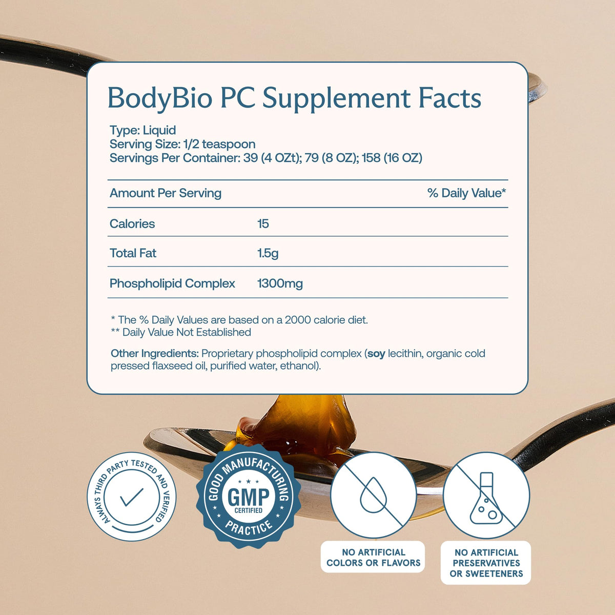 BodyBio PC Phosphatidylcholine 930g vue de côté
