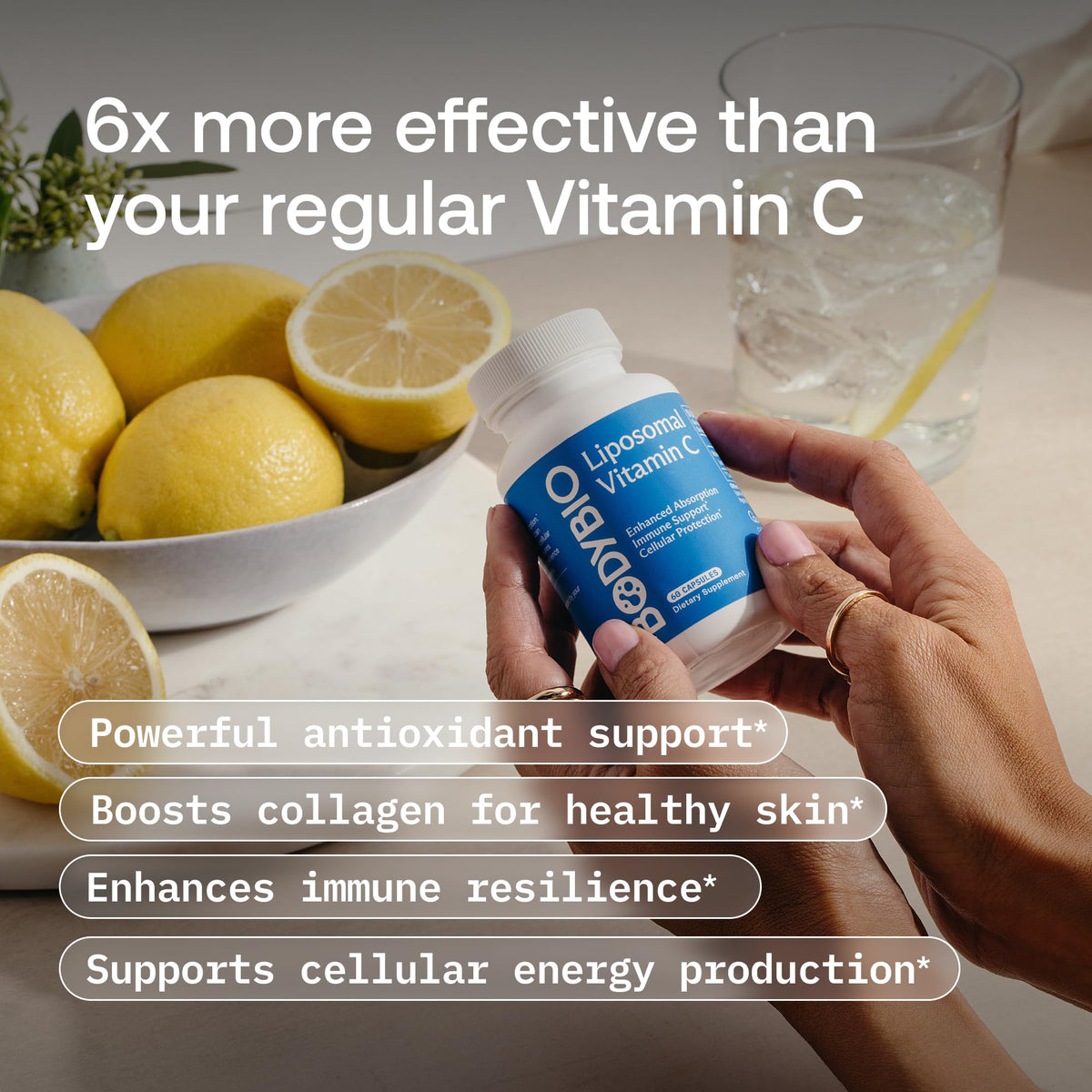 BodyBio Vitamine C Liposomale 82g bouteille vue de côté
