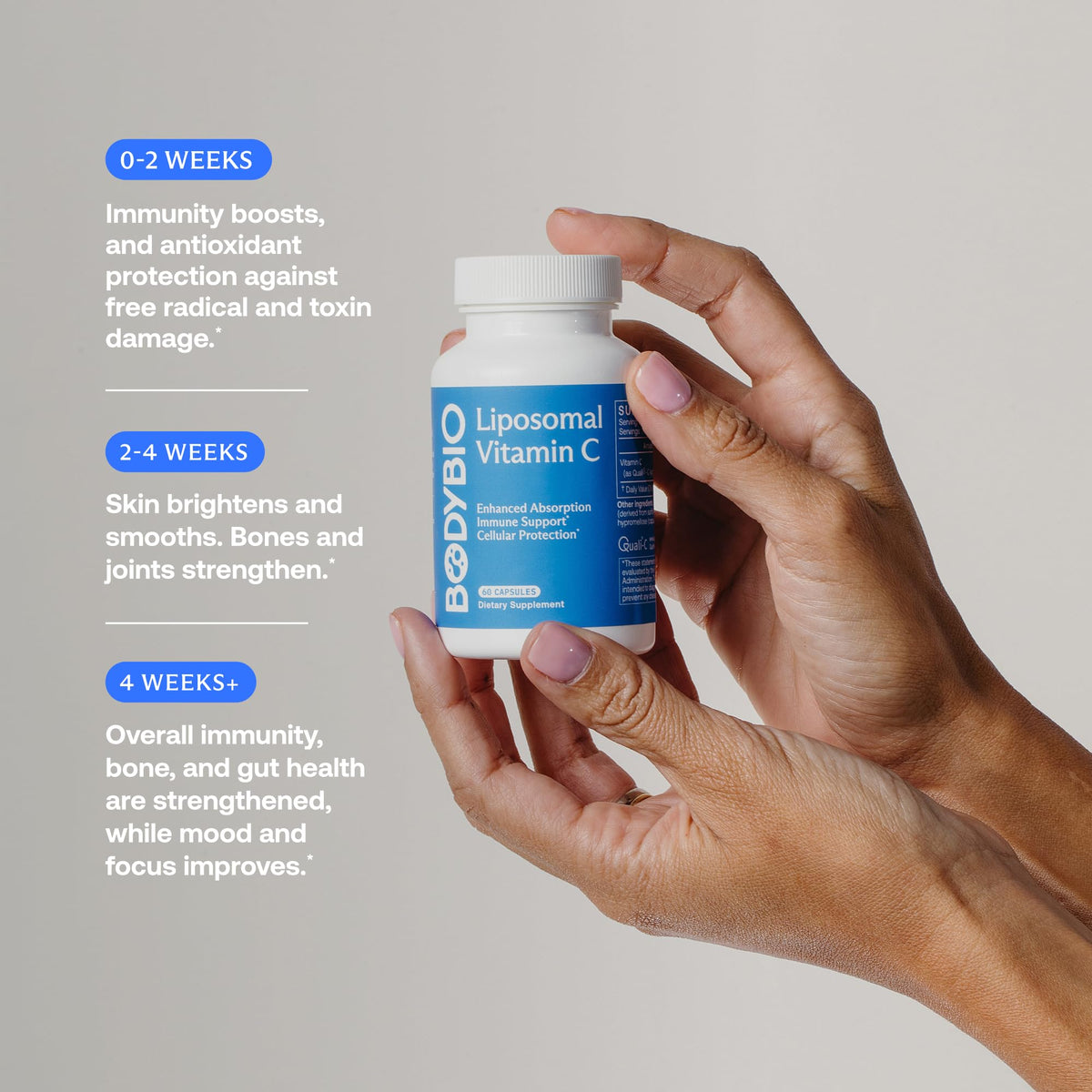 BodyBio Vitamine C Liposomale 82g en cours d'utilisation