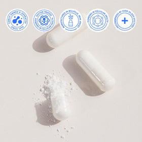BodyBio Vitamine C Liposomale 82g sur une table avec d'autres compléments