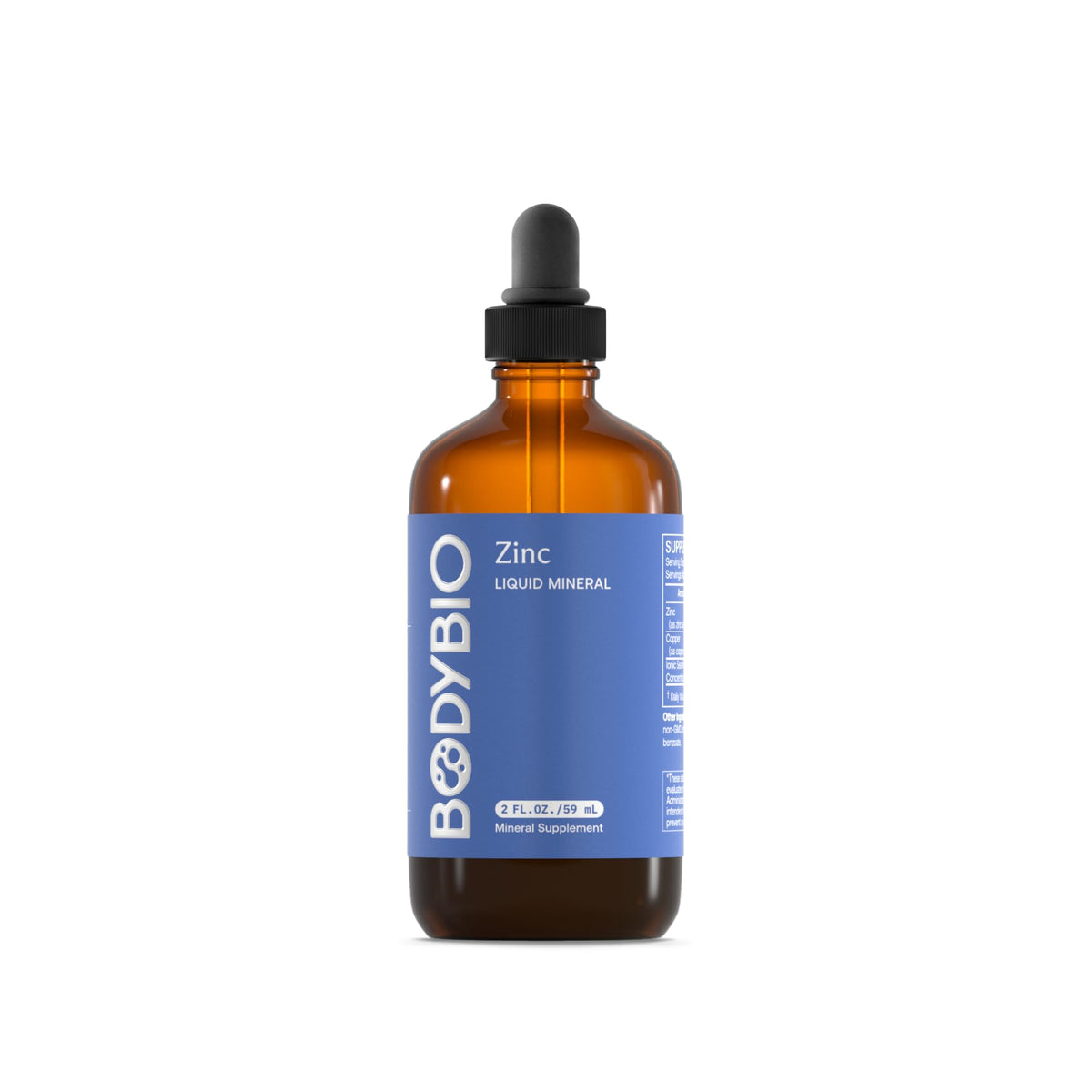 BodyBio Zinc Liquide 82g bouteille vue de face