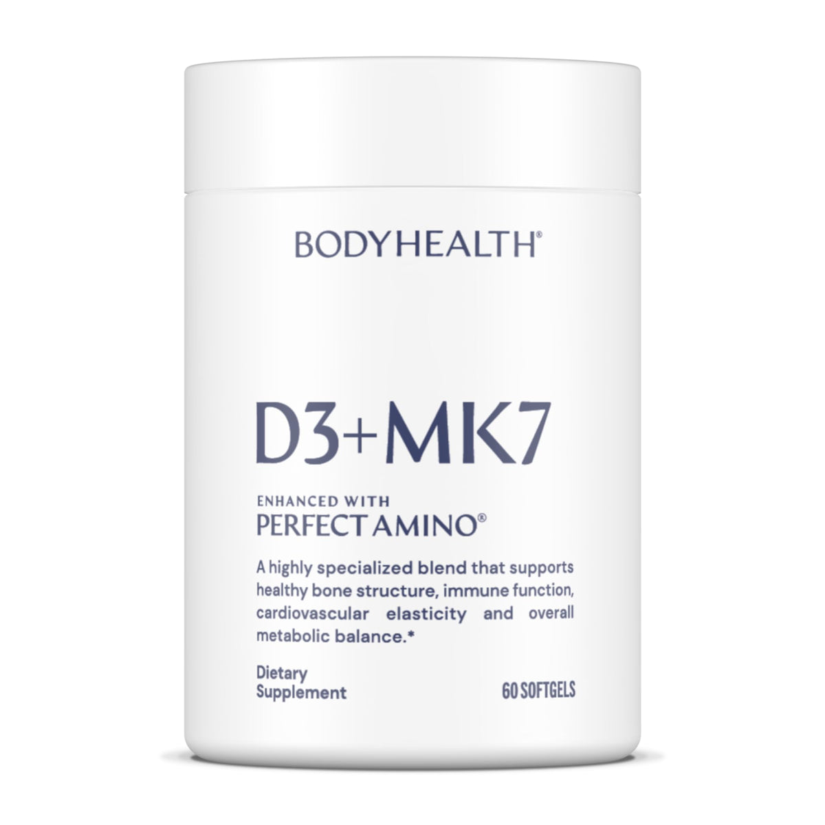 BodyHealth D3 + MK7 complément alimentaire 60 gélules vue de face