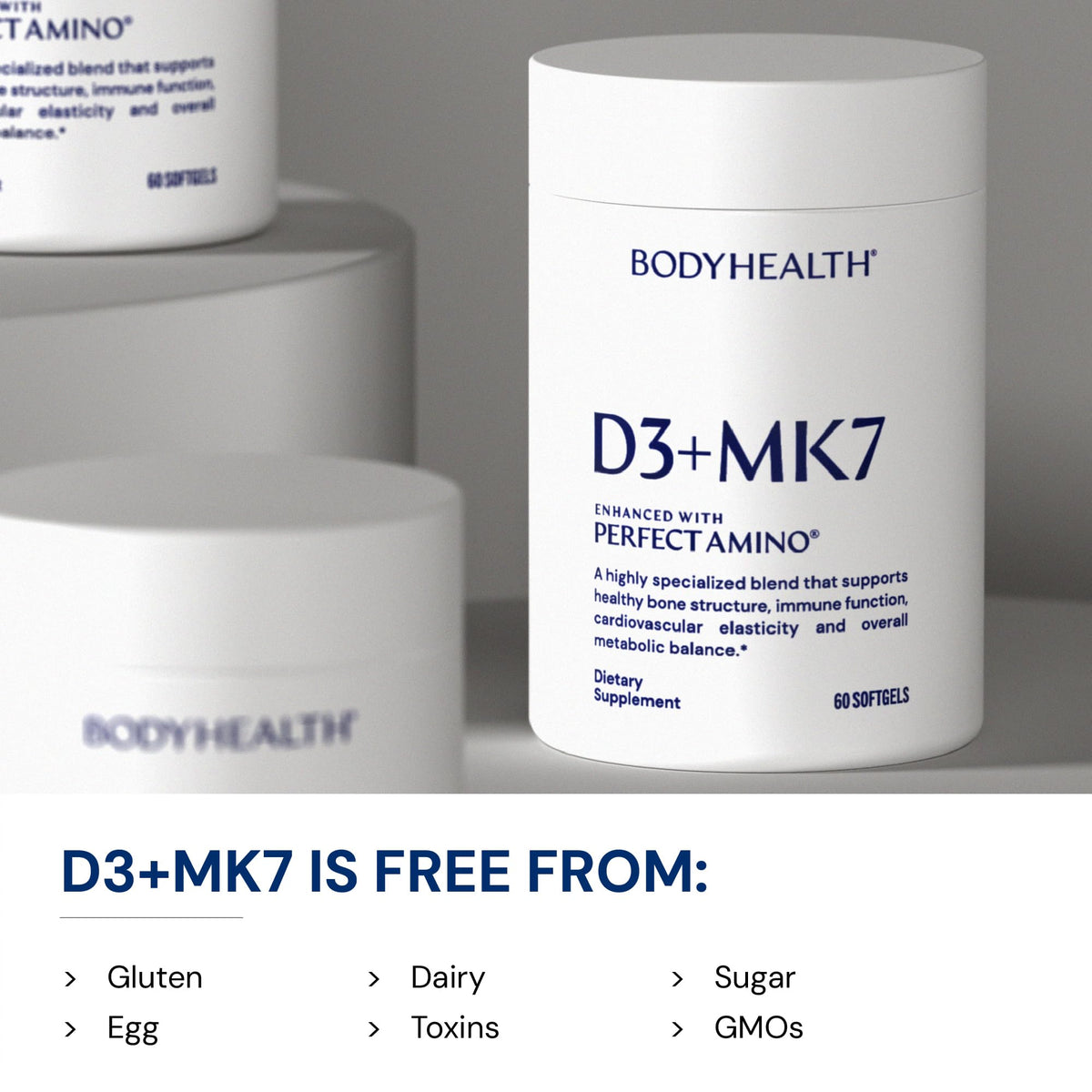 BodyHealth D3 + MK7 gélules ouvertes montrant leur taille