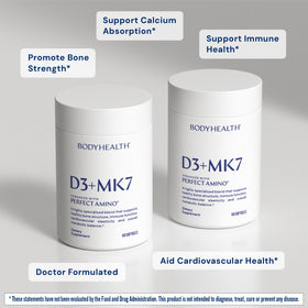 BodyHealth D3 + MK7 gélules sur fond blanc