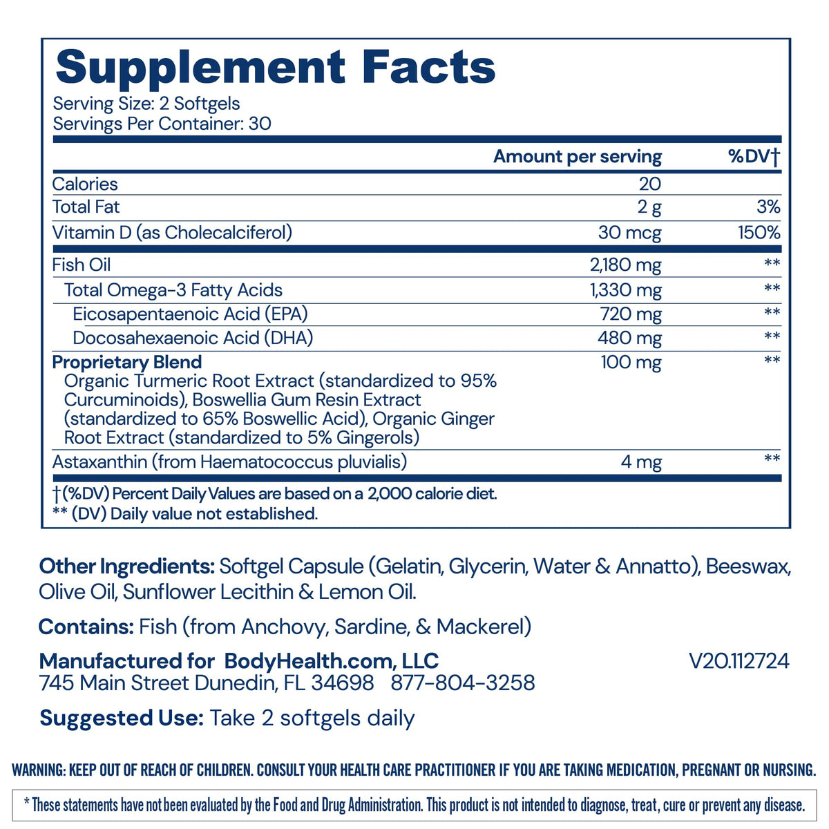 BodyHealth Omega 3 gélules soft ouvertes pour montrer le contenu