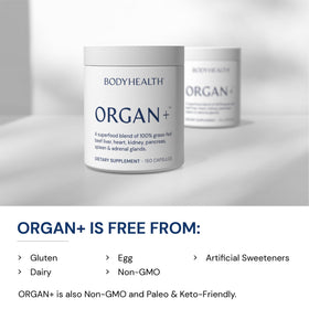 BodyHealth Organ+ complément alimentaire avec capsules ouvertes