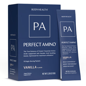 BodyHealth PerfectAmino Poudre stick pack vanille face