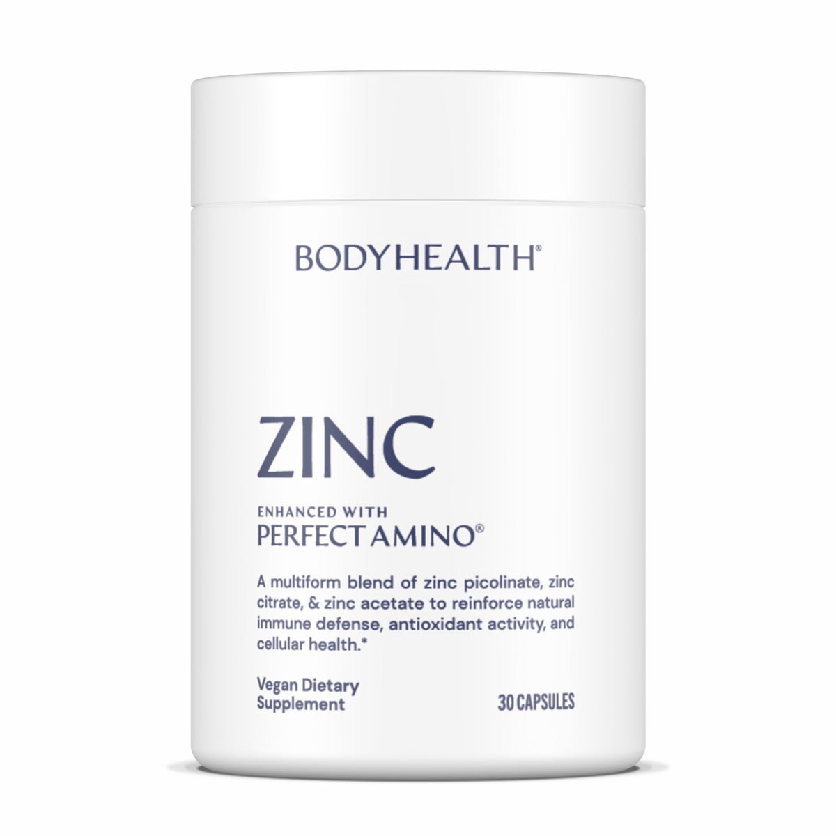 BodyHealth Zinc 30mg capsules front view