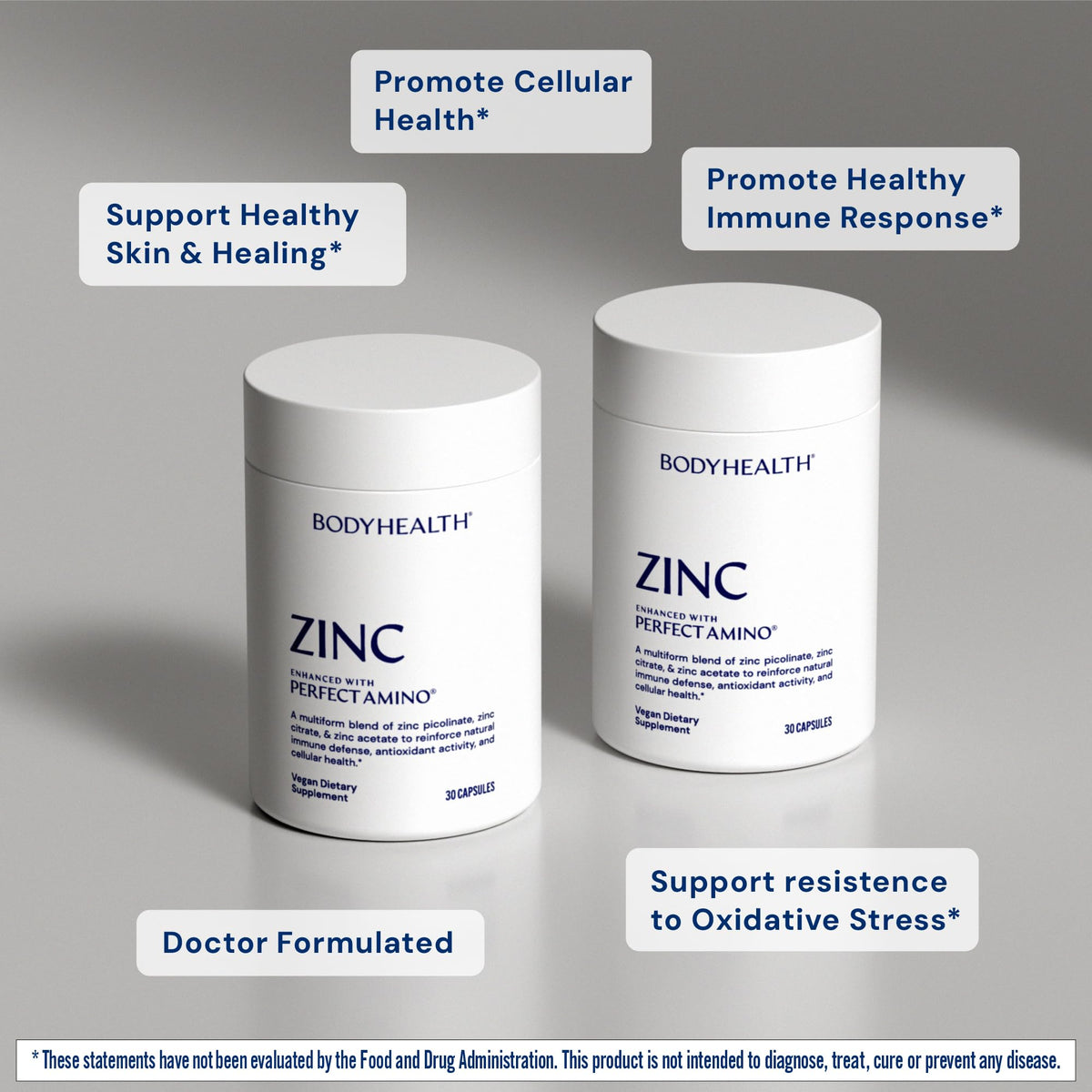 BodyHealth Zinc 30mg packaging side view