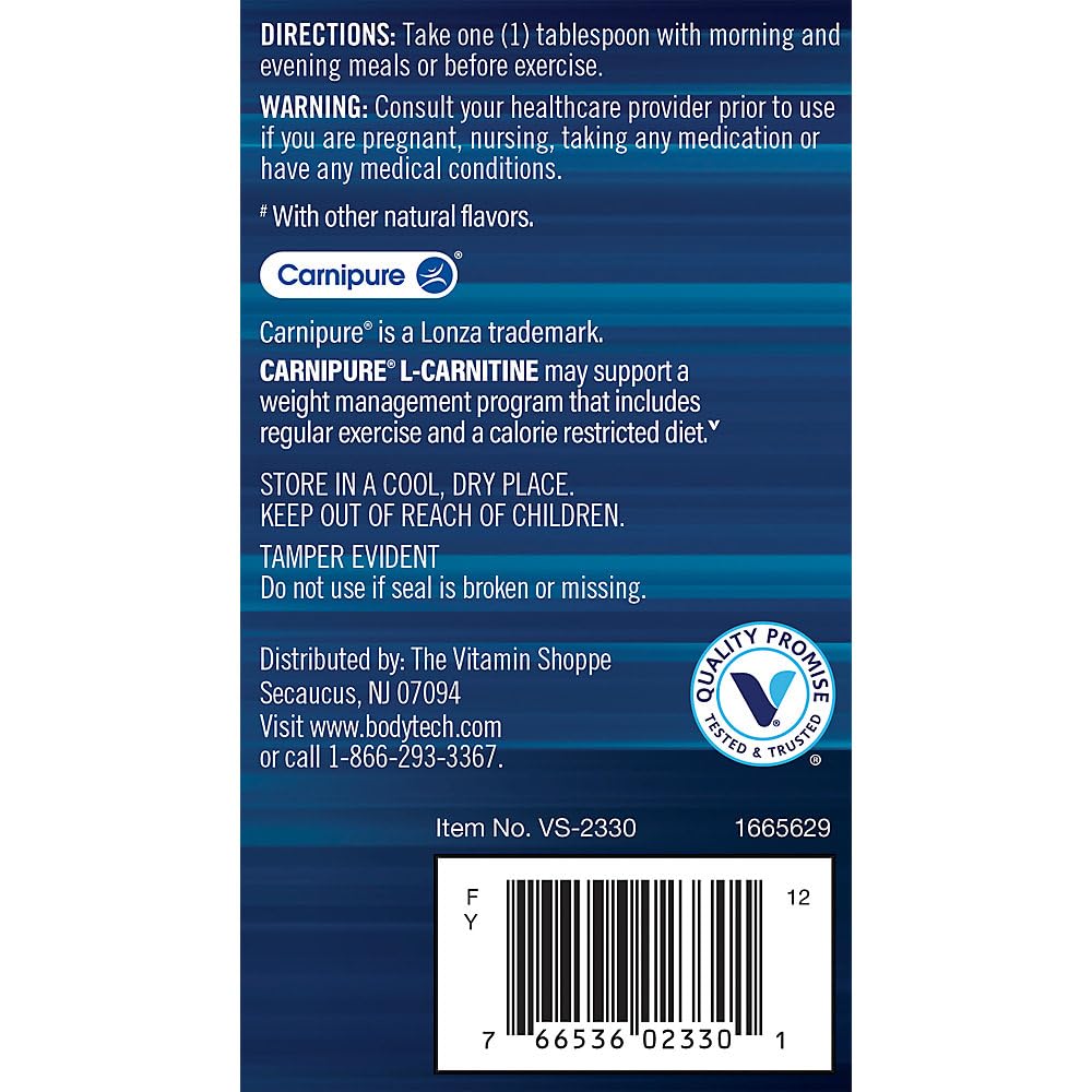 BodyTech L-Carnitine 1100mg flacon ouvert avec liquide