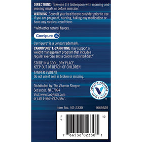 BodyTech L-Carnitine 1100mg flacon ouvert avec liquide