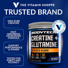 BodyTech Poudre de Créatine + Glutamine 10,8 oz, vue arrière