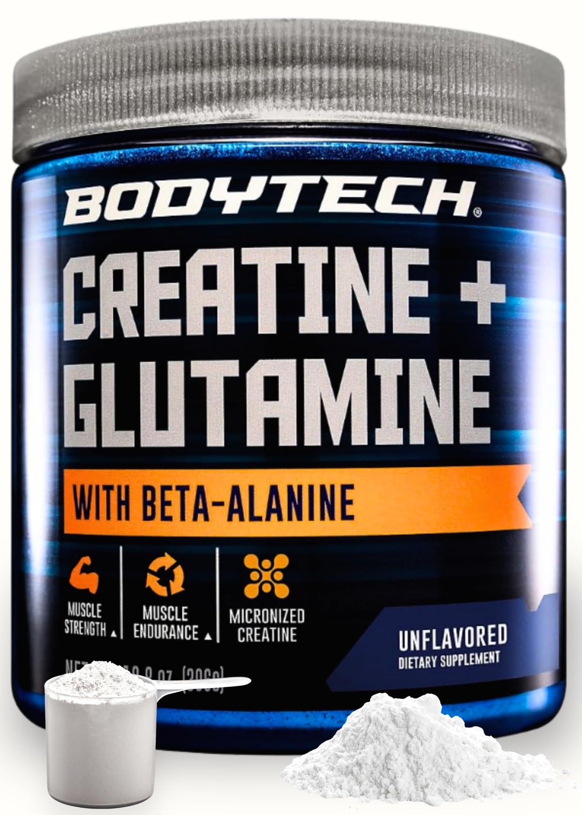 BodyTech Poudre de Créatine + Glutamine 10,8 oz, vue de face