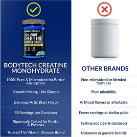 BodyTech Poudre de Créatine Monohydrate Pure 100% Arctic Blast 472g avec d'autres compléments alimentaires