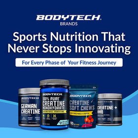 BodyTech Poudre de Créatine Monohydrate Pure 100% Arctic Blast 472g dans un environnement de gym