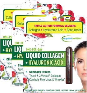 Boisson de collagène liquide Applied Nutrition en tubes, vue de face