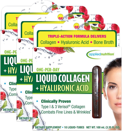 Boisson de collagène liquide Applied Nutrition en tubes, vue de face