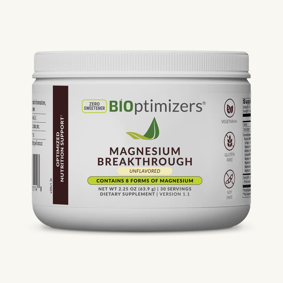 Boisson de magnésium BIOptimizers 180g vue de face