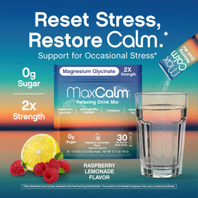 Boisson Max Calm dissoute dans un verre d'eau