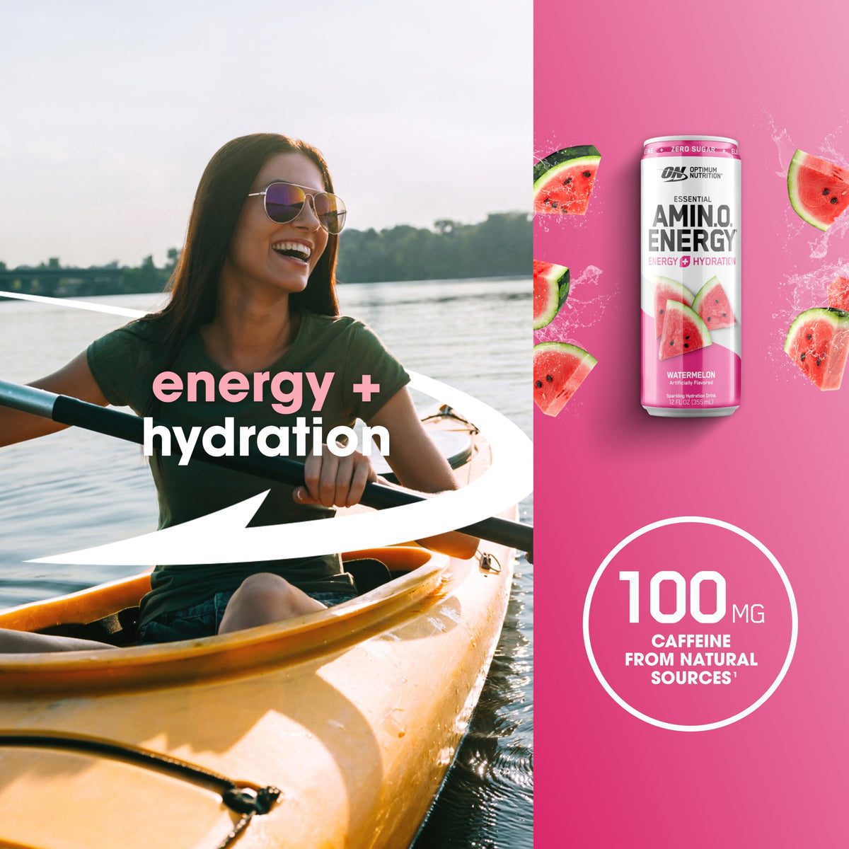 Boisson pétillante Optimum Nutrition avec électrolytes, vue latérale