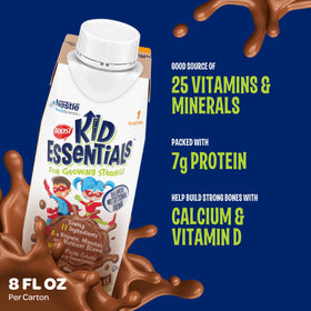 Boisson support Kid Essentials au chocolat avec des ingrédients visibles