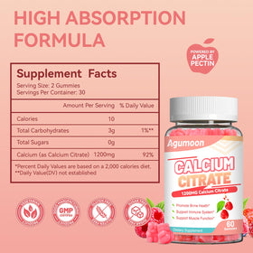 Boîte d'Agumoon Bonbons au Calcium Citrate 1200mg vue de côté