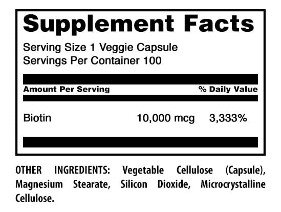 Boîte d'Amazing Nutrition Biotine 10000 mcg avec 100 capsules