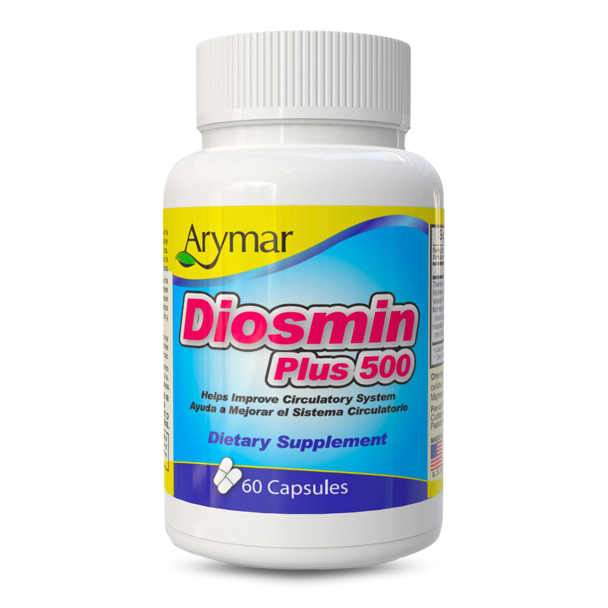 Boîte d'Arymar Diosmin 500mg avec Vitamines B, 60 capsules