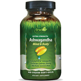 Boîte d'Ashwagandha Irwin Naturals 60 gélules vue de face